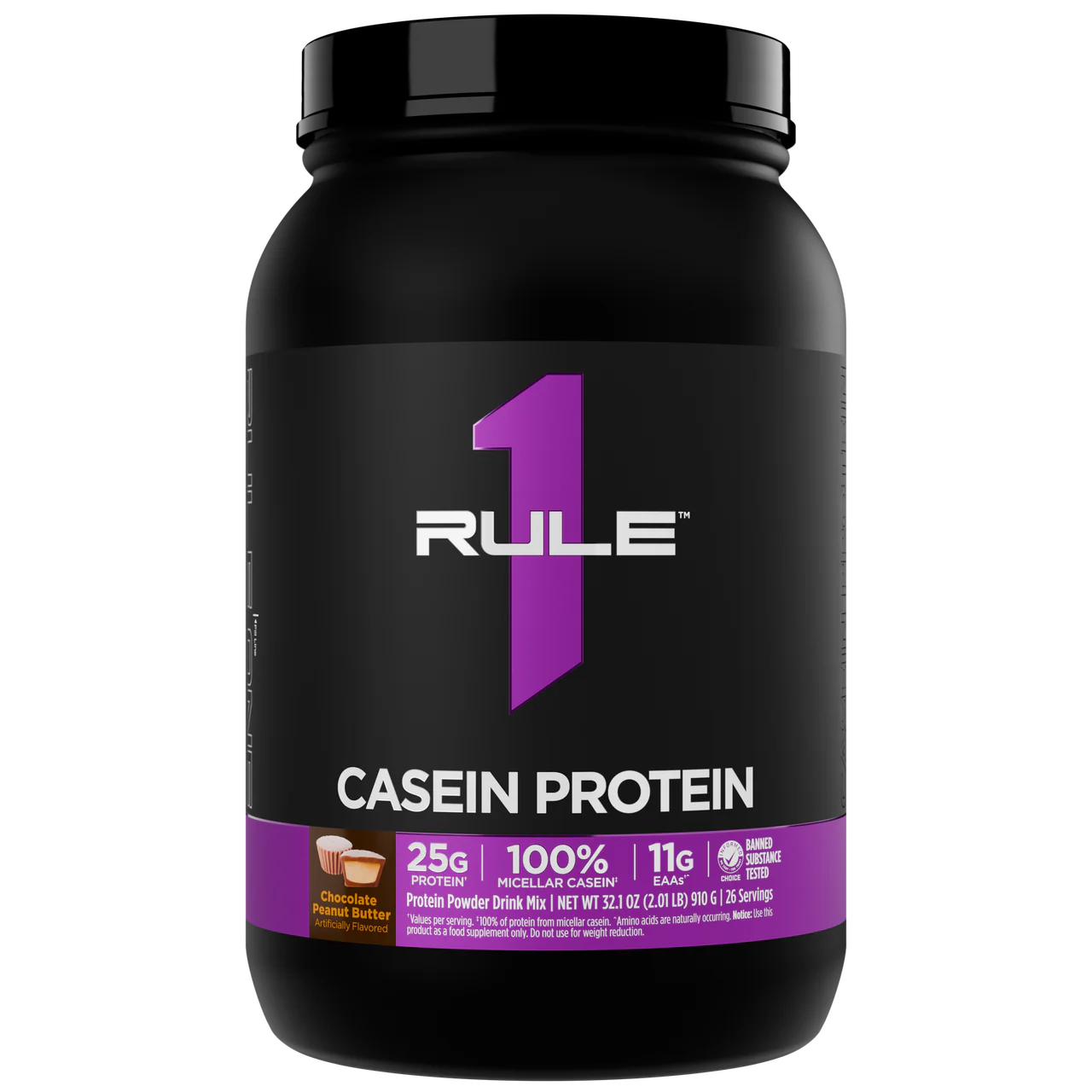 Rule 1 Casein Protein - 25g Protein and 11g EAAs Per Serving from Slow-Release Micellar Casein for Overnight Recovery and Sustained Delivery Between Meals