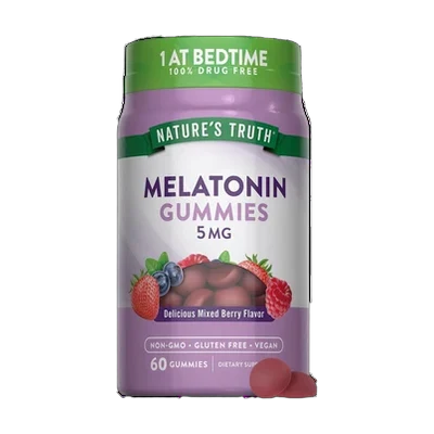 Nature's Truth Melatonin Gummies 5mg | 60 Count | Mixed Berry Flavor | Vegan, Non-GMO & Gluten Free Supplement