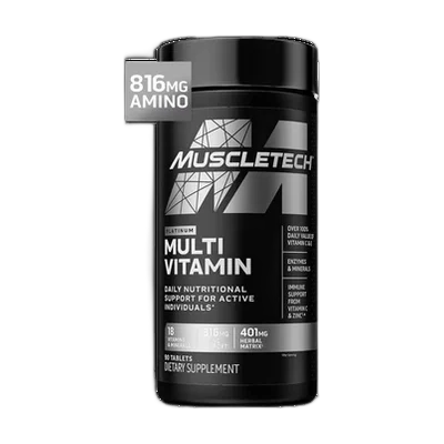 MuscleTech Platinum Multivitamins - Multi-Vitamin Supplement for Immune Support - 18 Vitamins & Minerals, Vitamin A C D E B6 B12 - Daily Workout Supplements