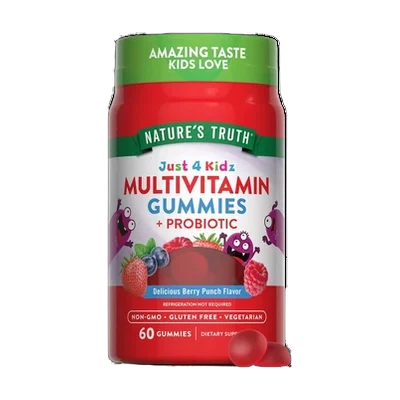 Nature's Truth Kids Multivitamin Gummies with Probiotics | Vegetarian, Non-GMO, and Gluten Free Supplement