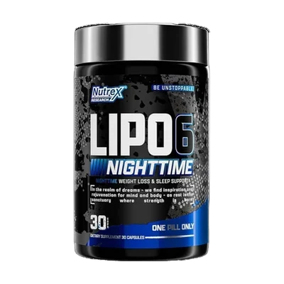 Nutrex Lipo 6 Nighttime Fat Burner | Melatonin Sleep Aid & Weight Loss Diet Pills for Men and Women | Night Time Metabolism Booster Appetite Suppressant