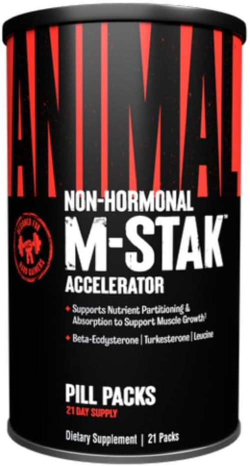 Animal M-Stak - Muscle Builder and Anabolic Mass Gainer Supplement for Bodybuilding - Lean Muscle Growth, Amino Complex and Pre Workout Energy